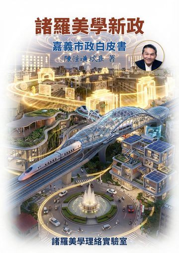 《市長參選人陳愷璜校長政策白皮書》封面：諸羅美學新政 — 嘉義市政白皮書，陳愷璜著，諸羅美學理絡實驗室